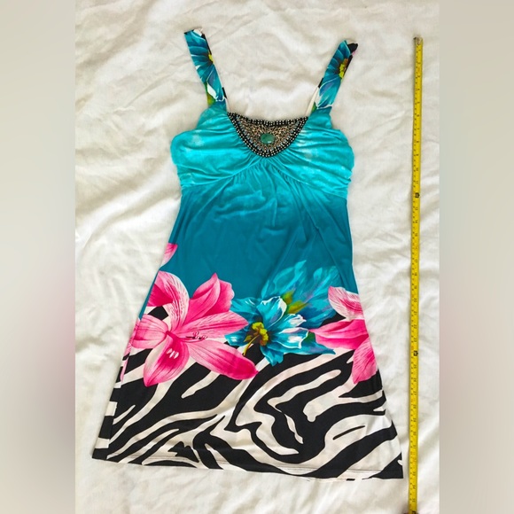 VENUS Dresses & Skirts - Y2k Venus short multicolored sleeveless summer dress with jewel/metal accent.